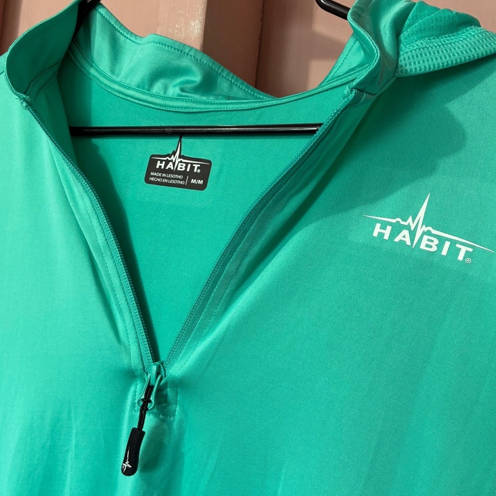 Habit Solar-Factor Women's M Turquoise UPF Sun Hoodie 1/4 Zip Fishing Shirt